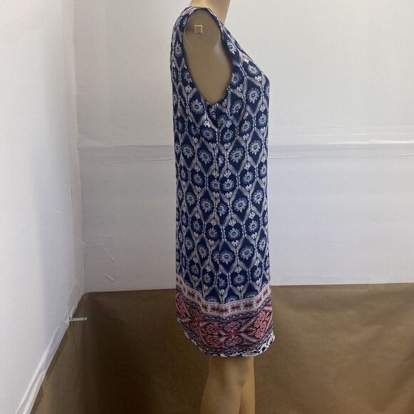 Pink Republic Women’s Sleeveless Navy Print Mini Dress Size Large Pre Owned - Picture 14 of 15